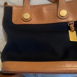 Black and Tan Leather Tote Bag